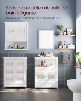 VASAGLE Meuble de Salle de Bain, Meuble de Rangement, Placard de Cuisine, Armoire, avec Compartiment Ouvert, Étagère de