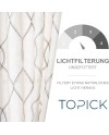 TOPICK Rideaux à Rayures Longue Lot de 2 Rideau Lin Bleu et Beige Rideaux d'Extérieur Semi-Transparent Rideau Fenetre avec