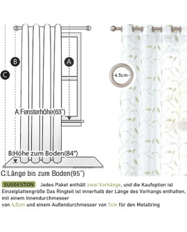 TOPICK Rideaux à Rayures Longue Lot de 2 Rideau Lin Bleu et Beige Rideaux d'Extérieur Semi-Transparent Rideau Fenetre avec