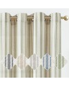 TOPICK Rideaux à Rayures Longue Lot de 2 Rideau Lin Bleu et Beige Rideaux d'Extérieur Semi-Transparent Rideau Fenetre avec