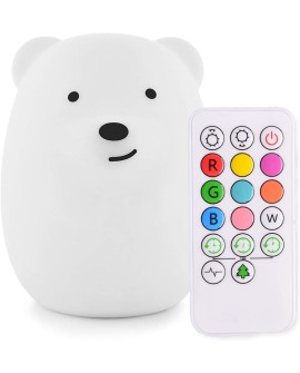 Tekemai Coloré Veilleuse Enfant, Toucher Lumière LED Lampe de Nuit, 9 Couleurs USB Rechargeable, Lampe de Silicone, Lampe de