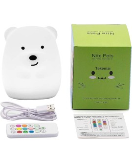 Tekemai Coloré Veilleuse Enfant, Toucher Lumière LED Lampe de Nuit, 9 Couleurs USB Rechargeable, Lampe de Silicone, Lampe de