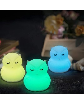 Tekemai Coloré Veilleuse Enfant, Toucher Lumière LED Lampe de Nuit, 9 Couleurs USB Rechargeable, Lampe de Silicone, Lampe de