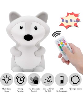 Tekemai Coloré Veilleuse Enfant, Toucher Lumière LED Lampe de Nuit, 9 Couleurs USB Rechargeable, Lampe de Silicone, Lampe de