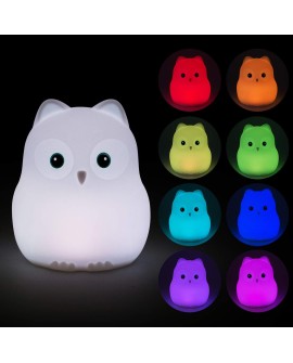 Tekemai Coloré Veilleuse Enfant, Toucher Lumière LED Lampe de Nuit, 9 Couleurs USB Rechargeable, Lampe de Silicone, Lampe de