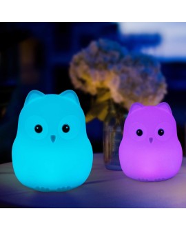 Tekemai Coloré Veilleuse Enfant, Toucher Lumière LED Lampe de Nuit, 9 Couleurs USB Rechargeable, Lampe de Silicone, Lampe de