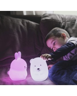 Tekemai Coloré Veilleuse Enfant, Toucher Lumière LED Lampe de Nuit, 9 Couleurs USB Rechargeable, Lampe de Silicone, Lampe de