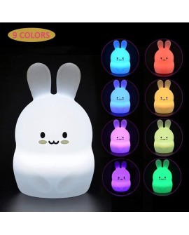 Tekemai Coloré Veilleuse Enfant, Toucher Lumière LED Lampe de Nuit, 9 Couleurs USB Rechargeable, Lampe de Silicone, Lampe de