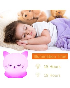 Tekemai Coloré Veilleuse Enfant, Toucher Lumière LED Lampe de Nuit, 9 Couleurs USB Rechargeable, Lampe de Silicone, Lampe de