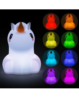 Tekemai Coloré Veilleuse Enfant, Toucher Lumière LED Lampe de Nuit, 9 Couleurs USB Rechargeable, Lampe de Silicone, Lampe de