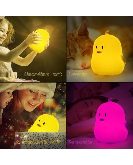 Tekemai Coloré Veilleuse Enfant, Toucher Lumière LED Lampe de Nuit, 9 Couleurs USB Rechargeable, Lampe de Silicone, Lampe de