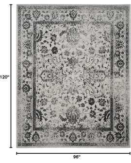 Safavieh Adirondack Collection Tapis Vintage à Poils Courts pour Salon, Salle à Manger, Chambre à Coucher Ivoire et Argent 91 x