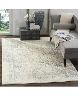 Safavieh Adirondack Collection Tapis Vintage à Poils Courts pour Salon, Salle à Manger, Chambre à Coucher Ivoire et Argent 91 x