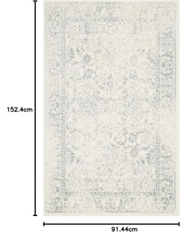 Safavieh Adirondack Collection Tapis Vintage à Poils Courts pour Salon, Salle à Manger, Chambre à Coucher Ivoire et Argent 91 x