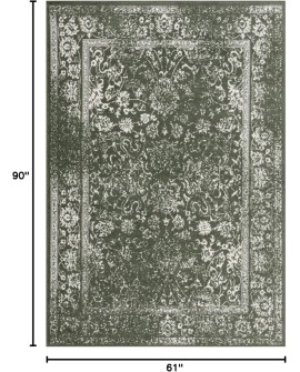 Safavieh Adirondack Collection Tapis Vintage à Poils Courts pour Salon, Salle à Manger, Chambre à Coucher Ivoire et Argent 91 x