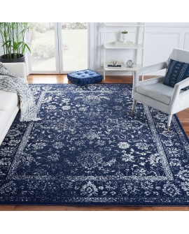 Safavieh Adirondack Collection Tapis Vintage à Poils Courts pour Salon, Salle à Manger, Chambre à Coucher Ivoire et Argent 91 x