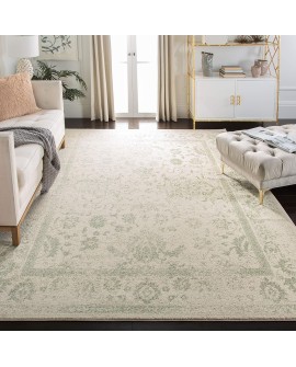 Safavieh Adirondack Collection Tapis Vintage à Poils Courts pour Salon, Salle à Manger, Chambre à Coucher Ivoire et Argent 91 x