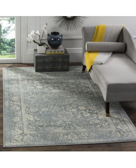 Safavieh Adirondack Collection Tapis Vintage à Poils Courts pour Salon, Salle à Manger, Chambre à Coucher Ivoire et Argent 91 x