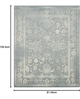 Safavieh Adirondack Collection Tapis Vintage à Poils Courts pour Salon, Salle à Manger, Chambre à Coucher Ivoire et Argent 91 x