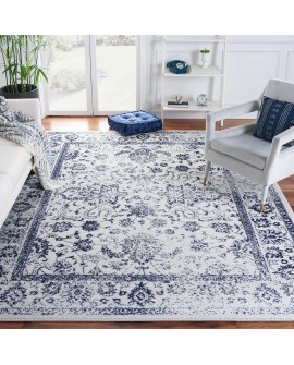 Safavieh Adirondack Collection Tapis Vintage à Poils Courts pour Salon, Salle à Manger, Chambre à Coucher Ivoire et Argent 91 x