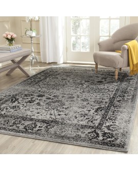 Safavieh Adirondack Collection Tapis Vintage à Poils Courts pour Salon, Salle à Manger, Chambre à Coucher Ivoire et Argent 91 x