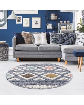 payé Tapis de couloir, 80 x 150 cm, à poils longs, bohème, crème, pastel, uni, motif moderne en losanges, scandinave, moelleux,