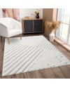 payé Tapis de couloir, 80 x 150 cm, à poils longs, bohème, crème, pastel, uni, motif moderne en losanges, scandinave, moelleux,