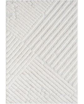 payé Tapis de couloir, 80 x 150 cm, à poils longs, bohème, crème, pastel, uni, motif moderne en losanges, scandinave, moelleux,