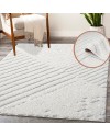 payé Tapis de couloir, 80 x 150 cm, à poils longs, bohème, crème, pastel, uni, motif moderne en losanges, scandinave, moelleux,