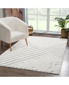 payé Tapis de couloir, 80 x 150 cm, à poils longs, bohème, crème, pastel, uni, motif moderne en losanges, scandinave, moelleux,