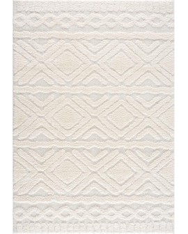 payé Tapis de couloir, 80 x 150 cm, à poils longs, bohème, crème, pastel, uni, motif moderne en losanges, scandinave, moelleux,