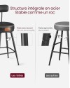 VASAGLE EKHO Collection - Tabouret de Bar, Lot de 2, Chaise de Cuisine, Siège Rembourré, PU avec Coutures, Style Moderne