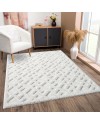 payé Tapis de couloir, 80 x 150 cm, à poils longs, bohème, crème, pastel, uni, motif moderne en losanges, scandinave, moelleux,