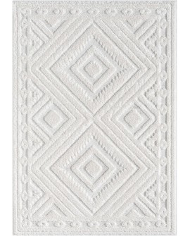 payé Tapis de couloir, 80 x 150 cm, à poils longs, bohème, crème, pastel, uni, motif moderne en losanges, scandinave, moelleux,