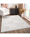 payé Tapis de couloir, 80 x 150 cm, à poils longs, bohème, crème, pastel, uni, motif moderne en losanges, scandinave, moelleux,