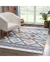 payé Tapis de couloir, 80 x 150 cm, à poils longs, bohème, crème, pastel, uni, motif moderne en losanges, scandinave, moelleux,