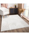 payé Tapis de couloir, 80 x 150 cm, à poils longs, bohème, crème, pastel, uni, motif moderne en losanges, scandinave, moelleux,