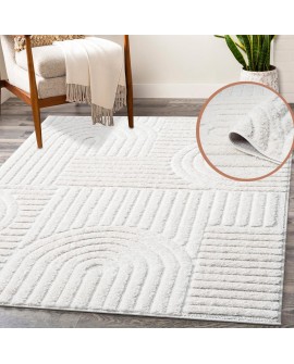 payé Tapis de couloir, 80 x 150 cm, à poils longs, bohème, crème, pastel, uni, motif moderne en losanges, scandinave, moelleux,