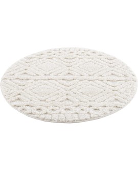 payé Tapis de couloir, 80 x 150 cm, à poils longs, bohème, crème, pastel, uni, motif moderne en losanges, scandinave, moelleux,