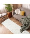 payé Tapis de couloir, 80 x 150 cm, à poils longs, bohème, crème, pastel, uni, motif moderne en losanges, scandinave, moelleux,