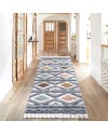 payé Tapis de couloir, 80 x 150 cm, à poils longs, bohème, crème, pastel, uni, motif moderne en losanges, scandinave, moelleux,