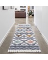 payé Tapis de couloir, 80 x 150 cm, à poils longs, bohème, crème, pastel, uni, motif moderne en losanges, scandinave, moelleux,