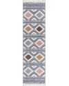 payé Tapis de couloir, 80 x 150 cm, à poils longs, bohème, crème, pastel, uni, motif moderne en losanges, scandinave, moelleux,