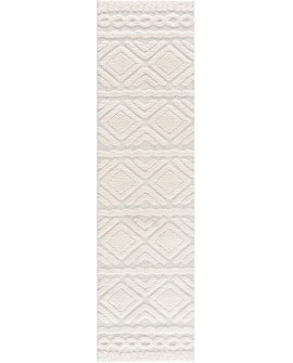 payé Tapis de couloir, 80 x 150 cm, à poils longs, bohème, crème, pastel, uni, motif moderne en losanges, scandinave, moelleux,