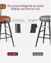 VASAGLE EKHO Collection - Tabouret de Bar, Lot de 2, Chaise de Cuisine, Siège Rembourré, PU avec Coutures, Style Moderne