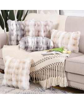 Madizz Lot de 2 Doux Peluche Laine Courte Toison Décoratif Housses de Coussin Luxe Style pour canapé Chambre Blanc crème 40 x 40