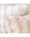 Madizz Lot de 2 Doux Peluche Laine Courte Toison Décoratif Housses de Coussin Luxe Style pour canapé Chambre Blanc crème 40 x 40