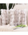 Madizz Lot de 2 Doux Peluche Laine Courte Toison Décoratif Housses de Coussin Luxe Style pour canapé Chambre Blanc crème 40 x 40