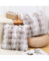 Madizz Lot de 2 Doux Peluche Laine Courte Toison Décoratif Housses de Coussin Luxe Style pour canapé Chambre Blanc crème 40 x 40