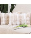 Madizz Lot de 2 Doux Peluche Laine Courte Toison Décoratif Housses de Coussin Luxe Style pour canapé Chambre Blanc crème 40 x 40